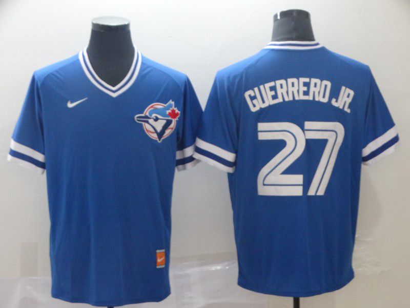 Men Toronto Blue Jays 27 Guerrero jr Blue Game 2021 Nike MLB Jersey